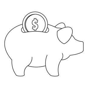 小猪银行图标，大纲样式