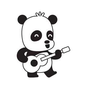 可爱的小熊猫用吉他