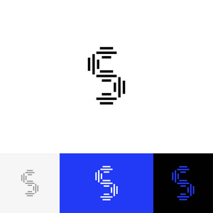 S 与线向量。极简主义徽标图标符号字母 s 标志