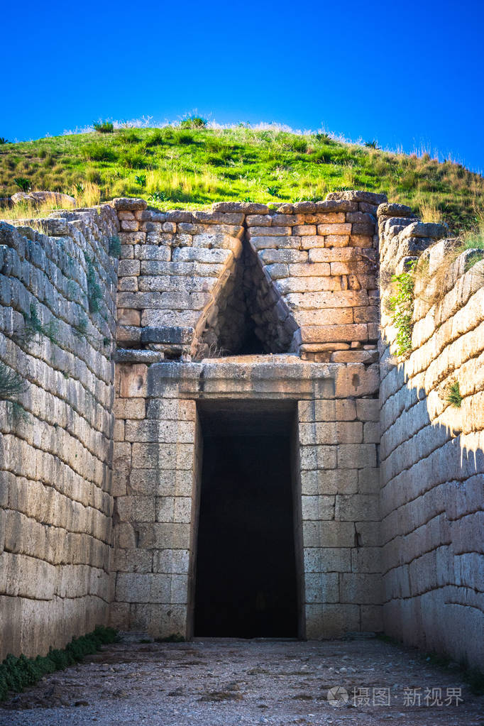 照片 建筑 锡尼在 mykines 村附近的考古遗址, 古墓葬, 巨型城墙和