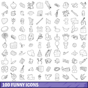 100滑稽的图标集, 轮廓样式