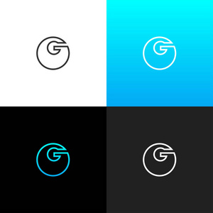 标志 g 的字母 g 的线性大胆的标志为公司和品牌与蓝色梯度