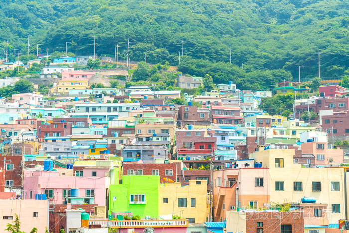 美丽的建筑，在釜山 Gamcheon 文化村