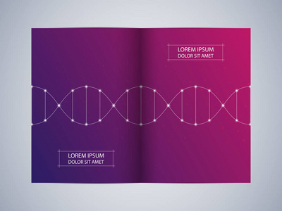 双折叠小册子设计与脱氧核糖核酸分子背景, 媒介例证