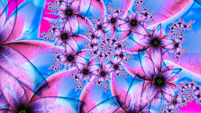 花螺旋.花之舞3d 超现实的插图.神圣的几何学.神秘的迷幻放松模式.