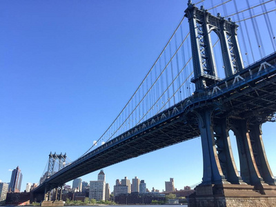 曼哈顿桥梁和大厦在布鲁克林, 纽约