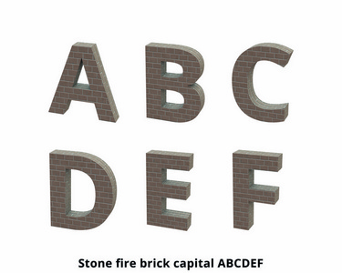 字体石火砖大写 ABCDEF 3d 渲染