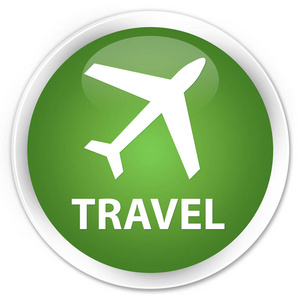 旅行 平面图标 高级软绿色圆形按钮