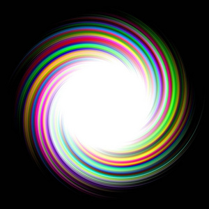 黑色背景彩虹鲜艳的粉红色绿色蓝色彩色圆形圆环照片