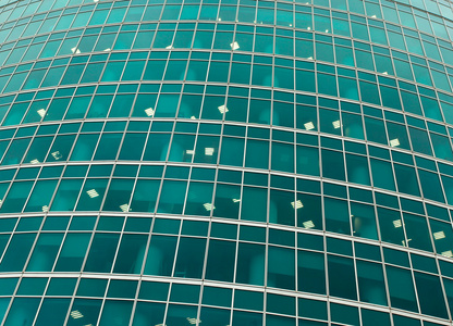 办公楼绿色透明玻璃墙
