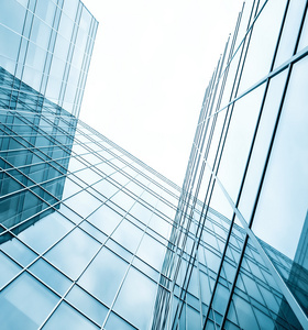 当代玻璃摩天大楼设计商业背景