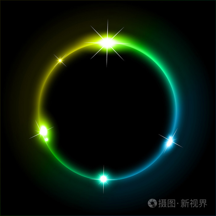 发光的圆圈与雷波色背景