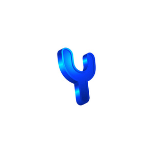 字母 Y 矢量金属蓝颜色