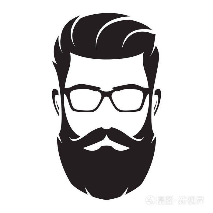胡子男子的脸, 时髦的性格.时尚剪影, avata