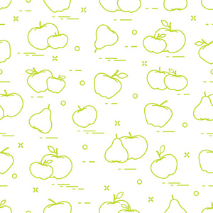 苹果和梨多汁的水果。无缝模式