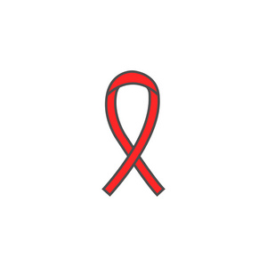 艾滋病和艾滋丝带实心图标, 癌症丝带
