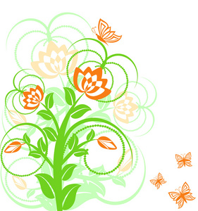 蝴蝶花背景的矢量插图。
