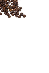 文本和咖啡豆的白色背景, 垂直
