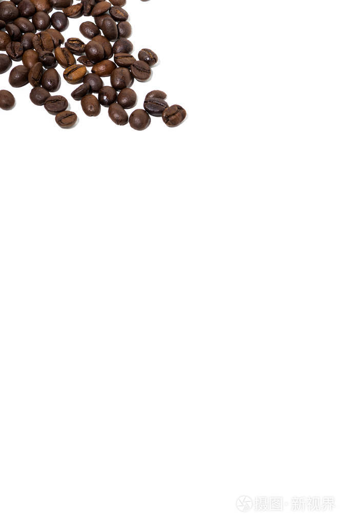 文本和咖啡豆的白色背景, 垂直