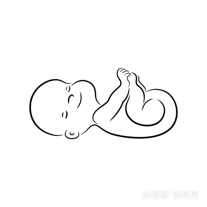 出生婴儿简笔画图片