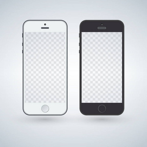 白色和黑色的智能手机模型矢量插图