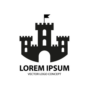 城堡剪影.在白色背景上孤立的塔或城堡.矢量插图照片