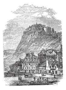 爱丁堡城堡苏格兰复古雕刻