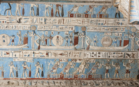 庙宇墙上的埃及象形文字画图片