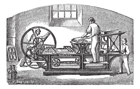 玛利诺尼印刷机复古雕刻