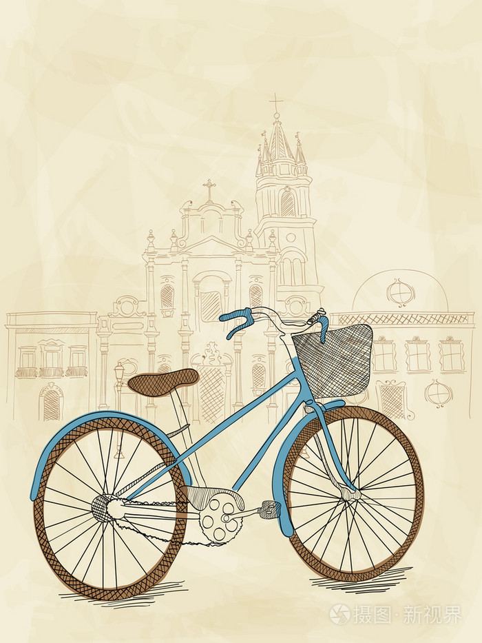 手绘自行车插画-正版商用图片03bfn8-摄图新视界