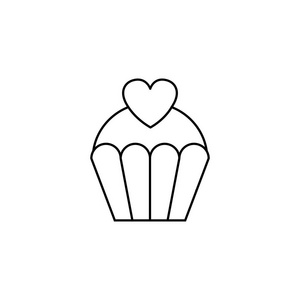 爱蛋糕与心脏线图标, 甜点