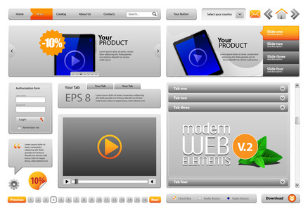 灰色现代网站设计元素v.2