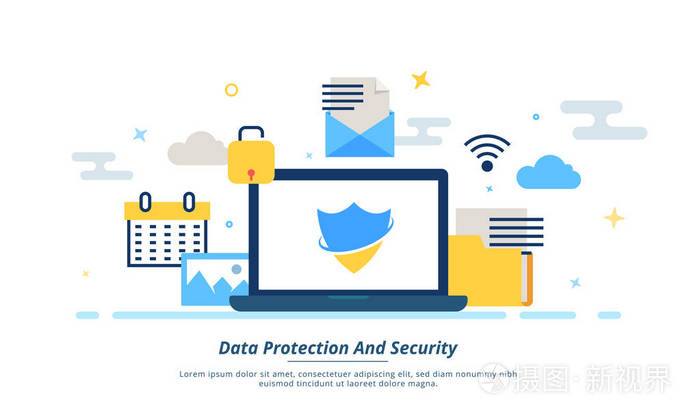 互联网数据,保护或安全概念插画-正版商用图片03bnid-摄图新视界