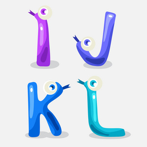 有趣的蛇形字母集 矢量插图
