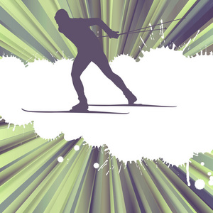 滑雪人矢量抽象突发背景海报