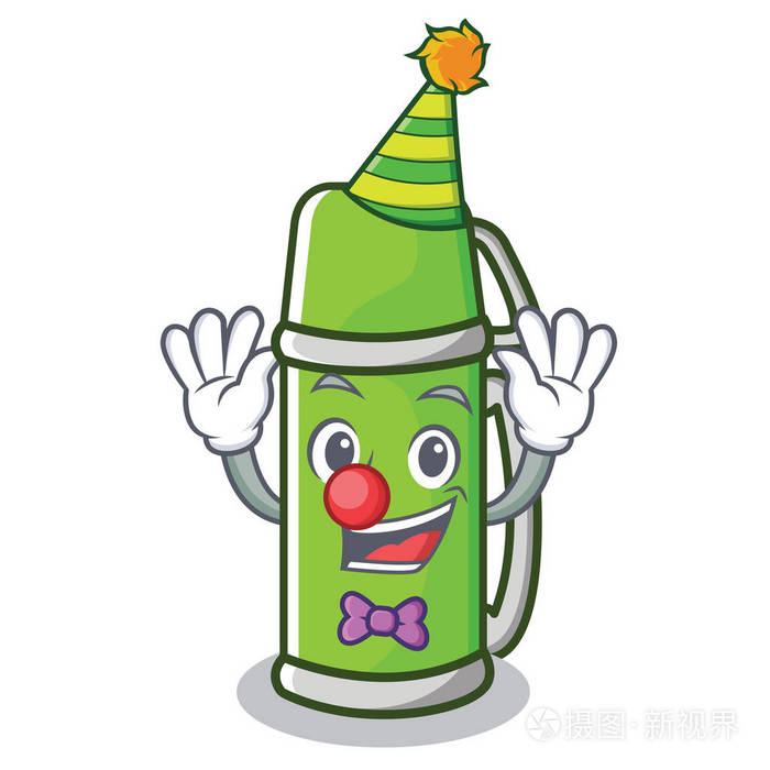 小丑热水瓶卡通风格