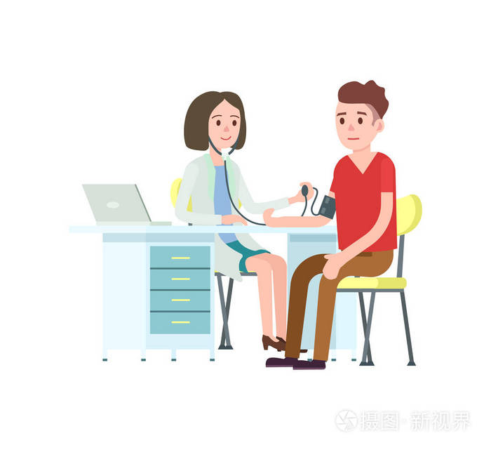 医生和病人测量血压