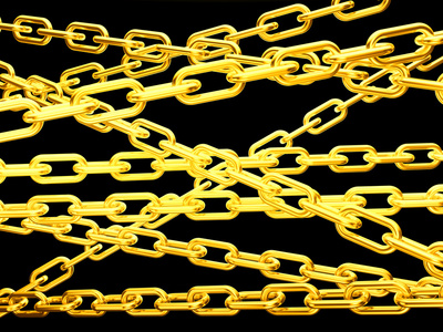 金色的链子，孤立的保护 链接