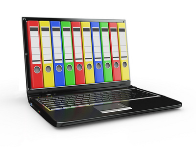 与文件夹而不是屏幕的笔记本电脑照片