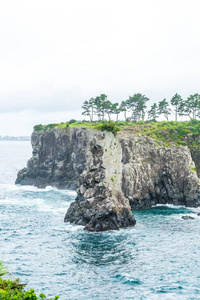 在济州岛的济州 Oedolgae 岩 著名的自然地标