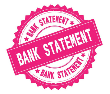银行报表粉红色文本圆形图章, 带有锯齿形边框