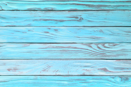 磨损的木板，蓝绿色或蓝色的颜色。作为彩绘木纹理