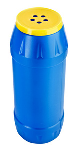 蓝色瓶子，用白色的粉末隔离