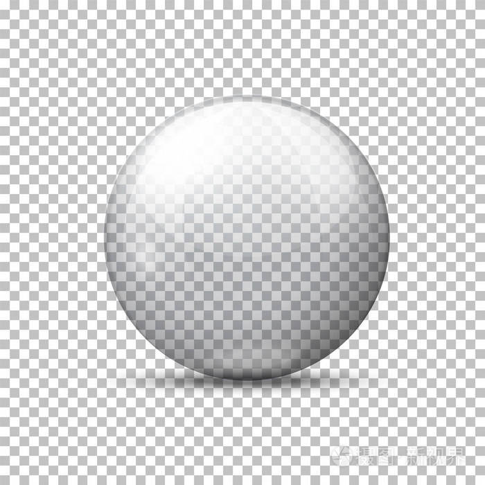 矢量逼真透明球, 在格子背景