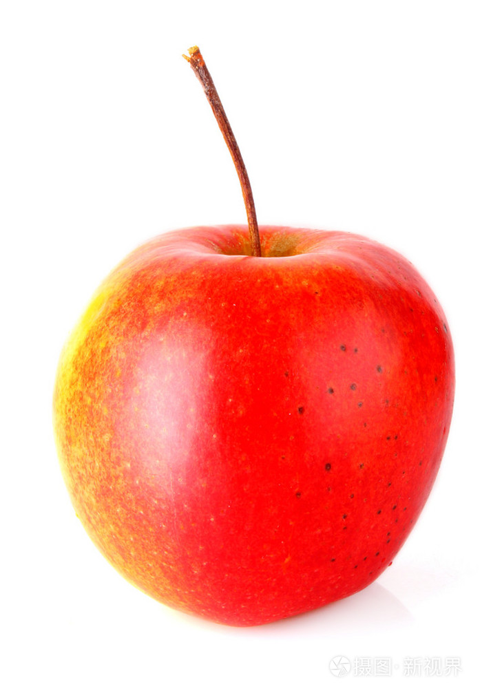 一个苹果被分离成白色