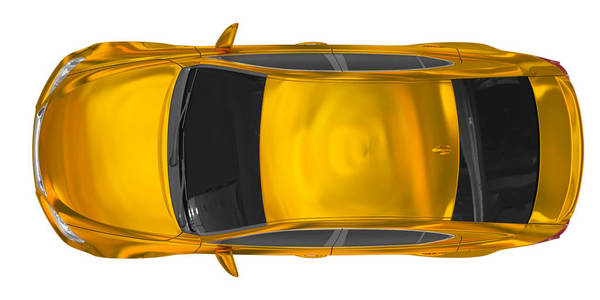 汽车被隔绝在白色金黄, 被着色的玻璃顶面视图