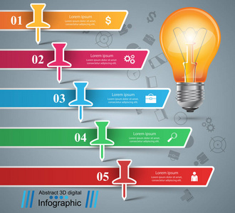 信息图表设计。灯泡，光源图标
