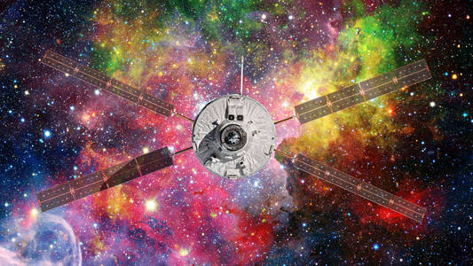 太空飞船地球的元素在这张图片由美国航空航天局装备照片