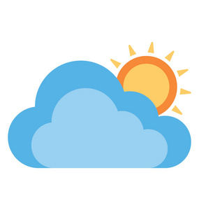 太阳与云彩象征宜人的天气平面图标设计