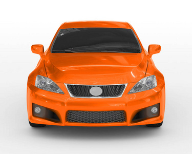 车上白色橙色油漆，孤立有色玻璃前视图